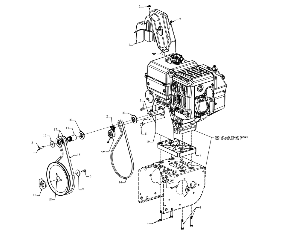 Engine Drive Diagram and Parts List for 3X30-INCHMAX (31AH8EVU710)(2020) Cub Cadet Snow Blower